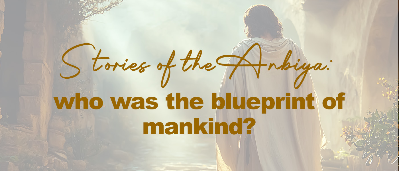 A figure in a long, flowing cream-colored robe walks down a stone pathway bathed in soft golden morning light. Rays of sunlight stream through the mist from above, illuminating the worn stones beneath his feet. The scene has an ancient, serene atmosphere, with rocky walls and greenery faintly visible along the path. The figure is shown from behind, creating a sense of calm, reflection, and quiet spiritual journey.